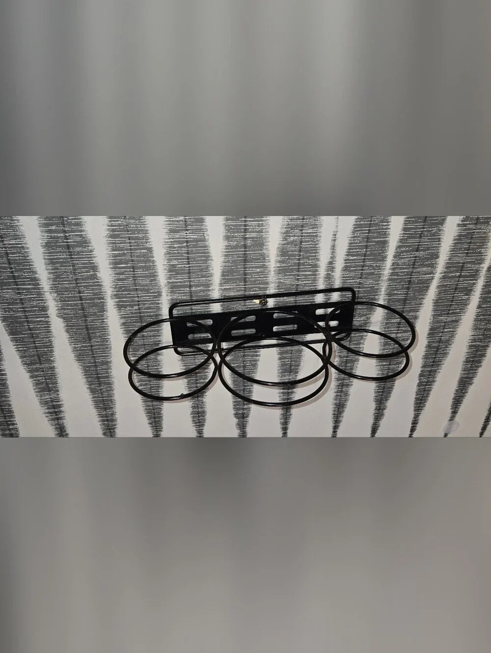 Black Wall Mounted Hair Dryer & Styling Tool Holder – 6 Ring Bathroom Organizer